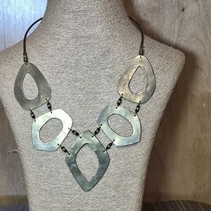 Hand Crafted Gold-Tone Openwork Geometric Link Necklace